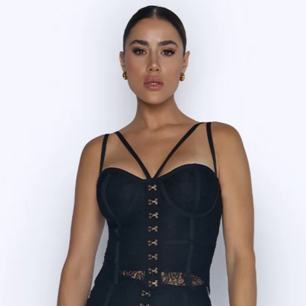 Posh MIA‎ Size XS Black ALESSA Crafted Corset Lace Top